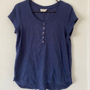 Navy Blue T-Shirt Half Button